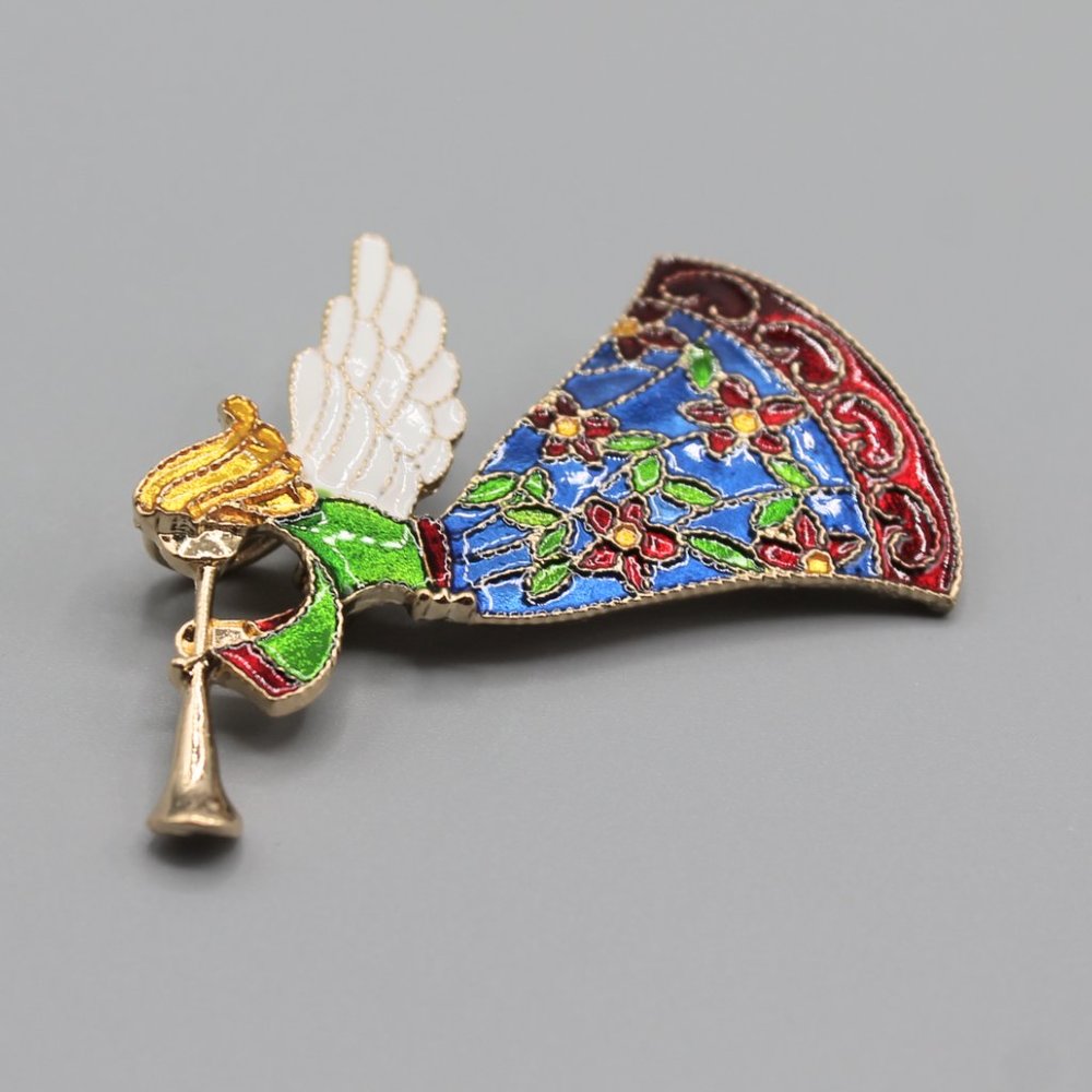 Angel Holidays Christmas pin brooch jewelry pendant necklace gold red green - Picture 9 of 12